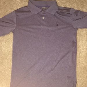 Blue polo shirt with navy blue horse